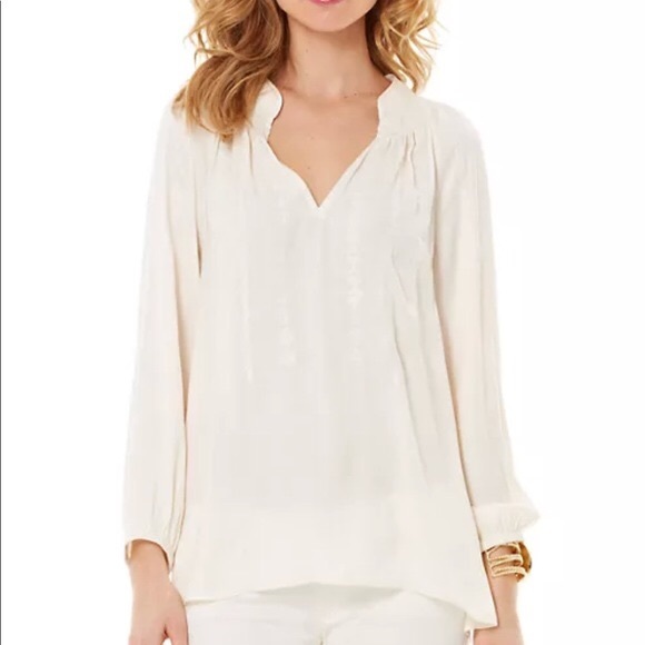 Lilly Pulitzer Tops - Lilly Pulitzer XL Hollis Ivory Embroidered Tunic